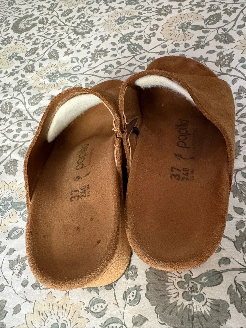 Papillio Suede Slide Sandals in Tan Brown